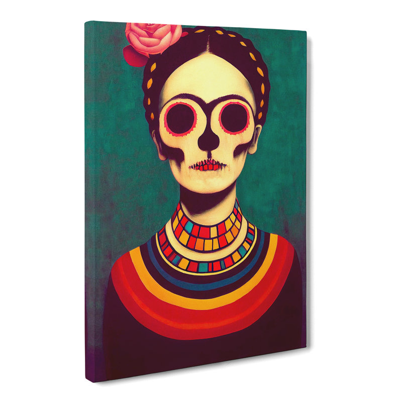 Frida Kahlo Sugar Skull - Wrapped Canvas, 60cm H x 40cm W x 3cm D