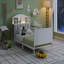Lit plateforme simple en métal avec lumière, lit simple en métal pour enfants avec tête de lit tapissier et rangement-682587470