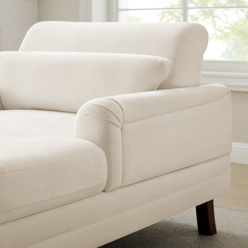 Erbes 37.01" W Chenille Upholstered Solid Wood Chaise Lounge, Beige