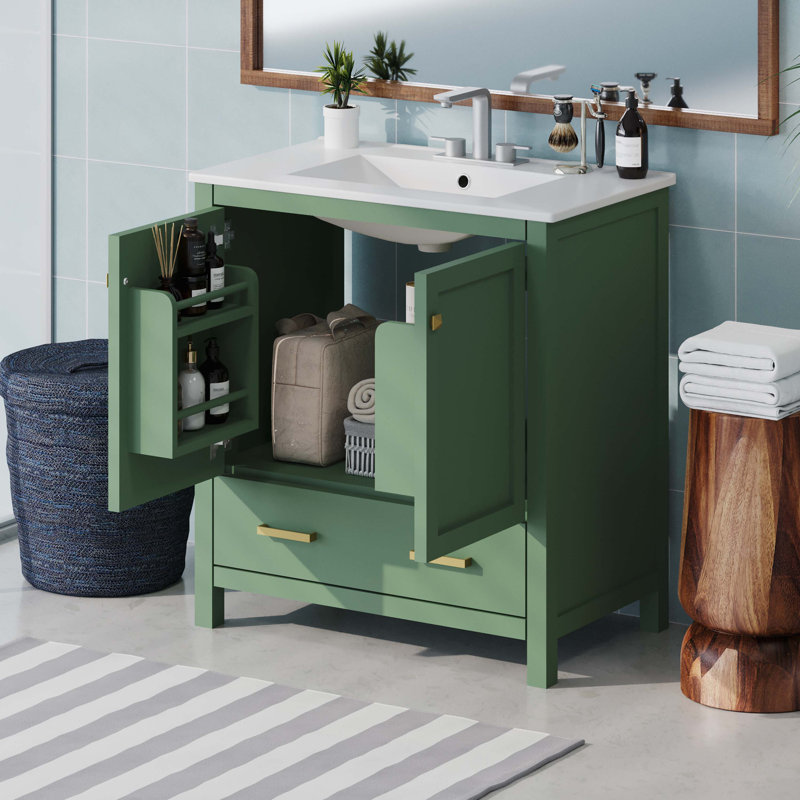 Meuble-lavabo 30 po avec lavabo simple, armoire encastrée Combo, Vert