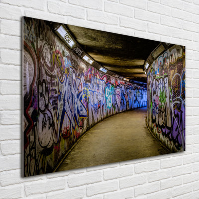 Graffiti In The Subway - No Frame Print on Glass