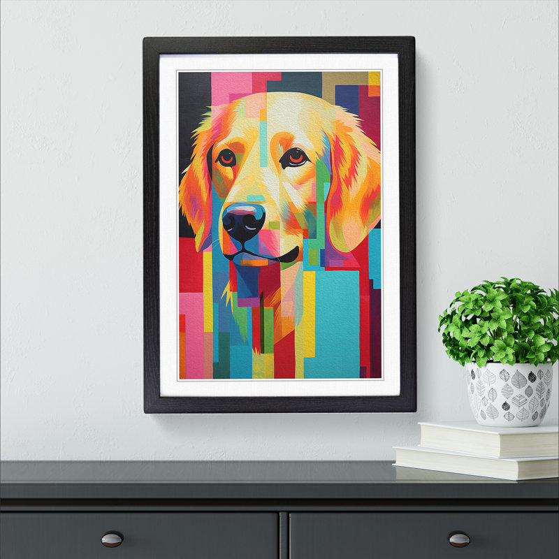 Golden Retriever Constructivism - Framed Print, Black, 34cm H x 25cm W x 2cm D