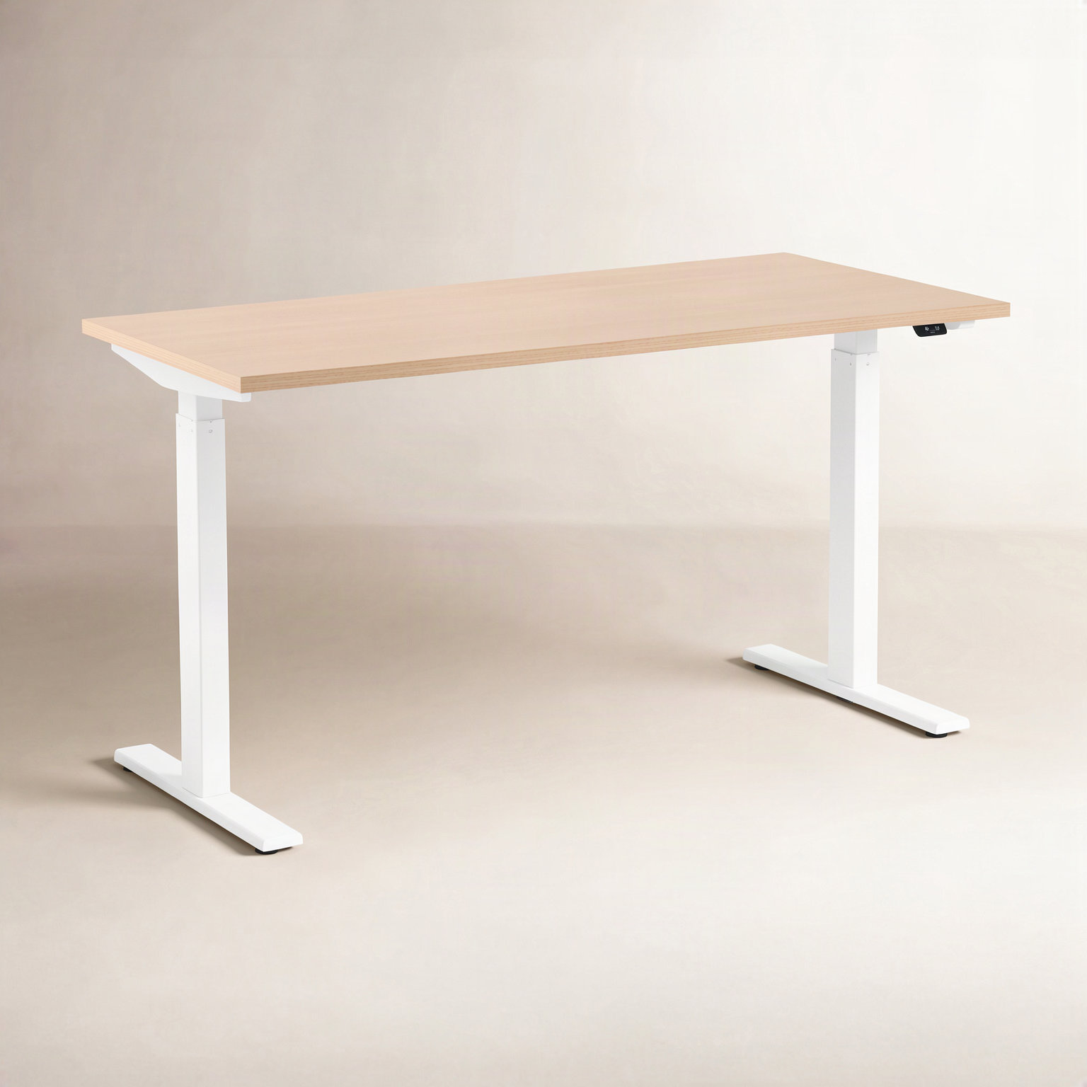 Series L Adjustable Height Standing Desk, 48" H x 27" W x 57" D, Natural Oak/White