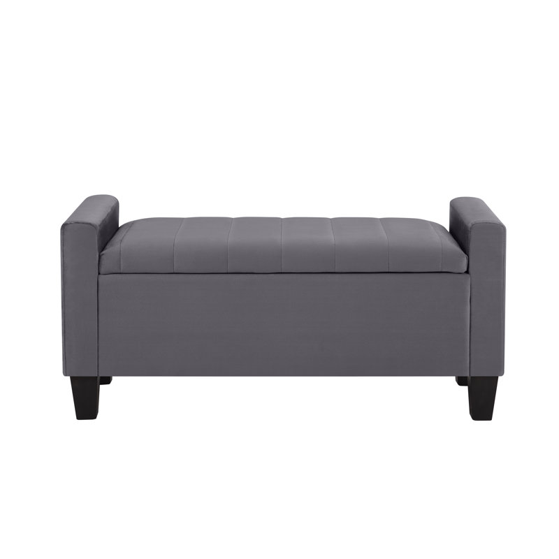 Jade Upholstered Ottoman Storage Bench, Grey