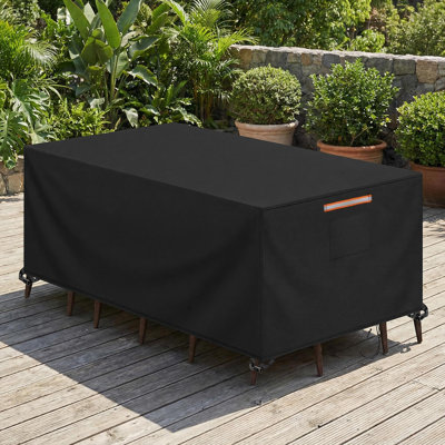 Durable 420D Outdoor Table Cover - Waterproof And UV-Resistant Patio Furniture Protector With Vents And Straps