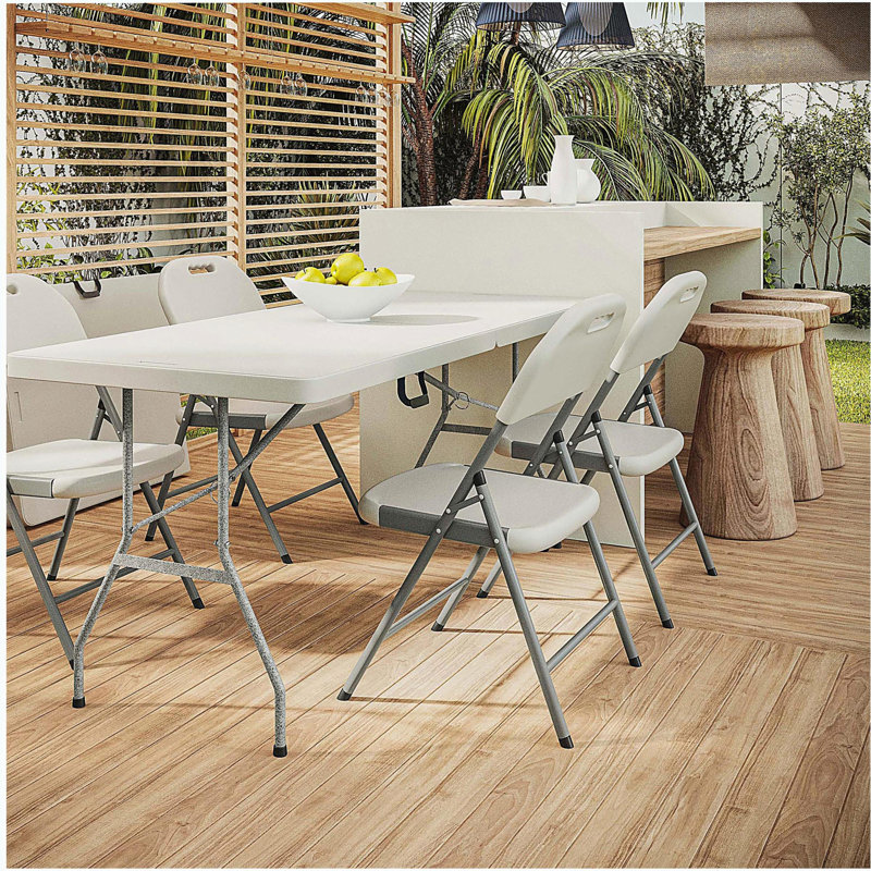 Table pliante blanche Techni Home 6 pi avec poignée facile à transporter
