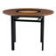 Ensemble table et chaises. Table de salle à manger ronde de 107 cm (42 pouces), style minimaliste moderne, fini bois brun. Comprend 6 chaises en plastique transparent avec pattes en métal noir. Pour un confort optimal à la maison.