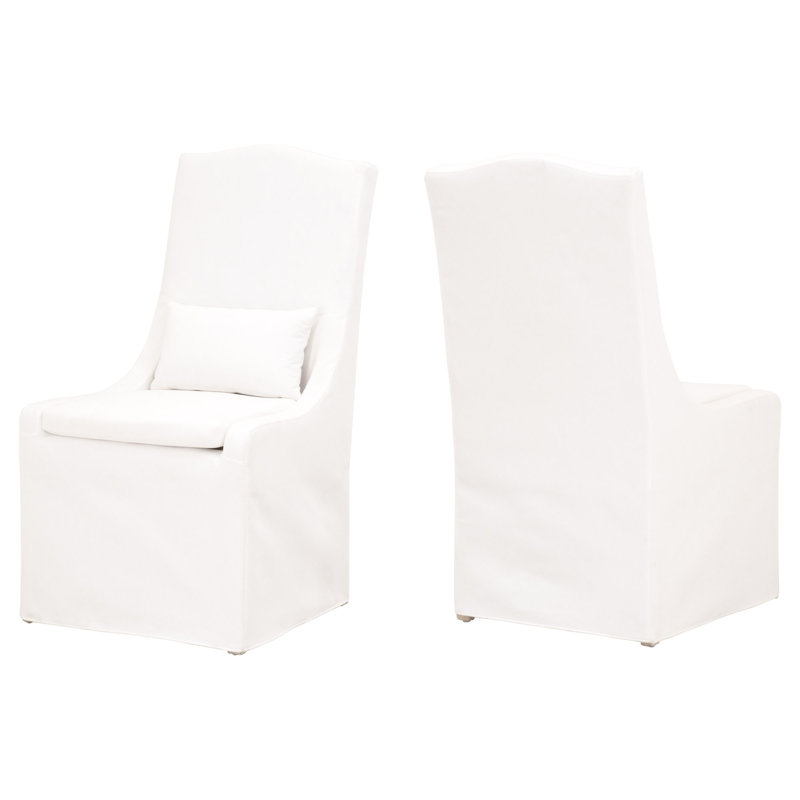 White Wood Parsons Side Chair with Slipcover