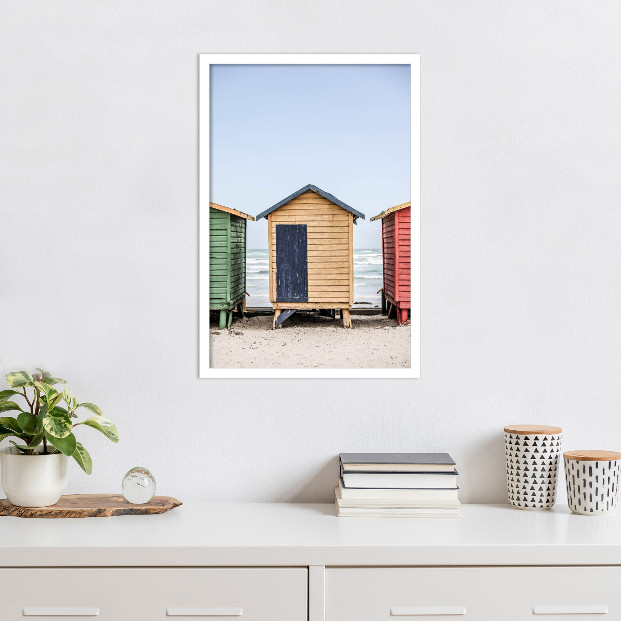 Yellow Hut by Shot by Clint Wood Framed Wall Art Print, White, 25" H x 17" W