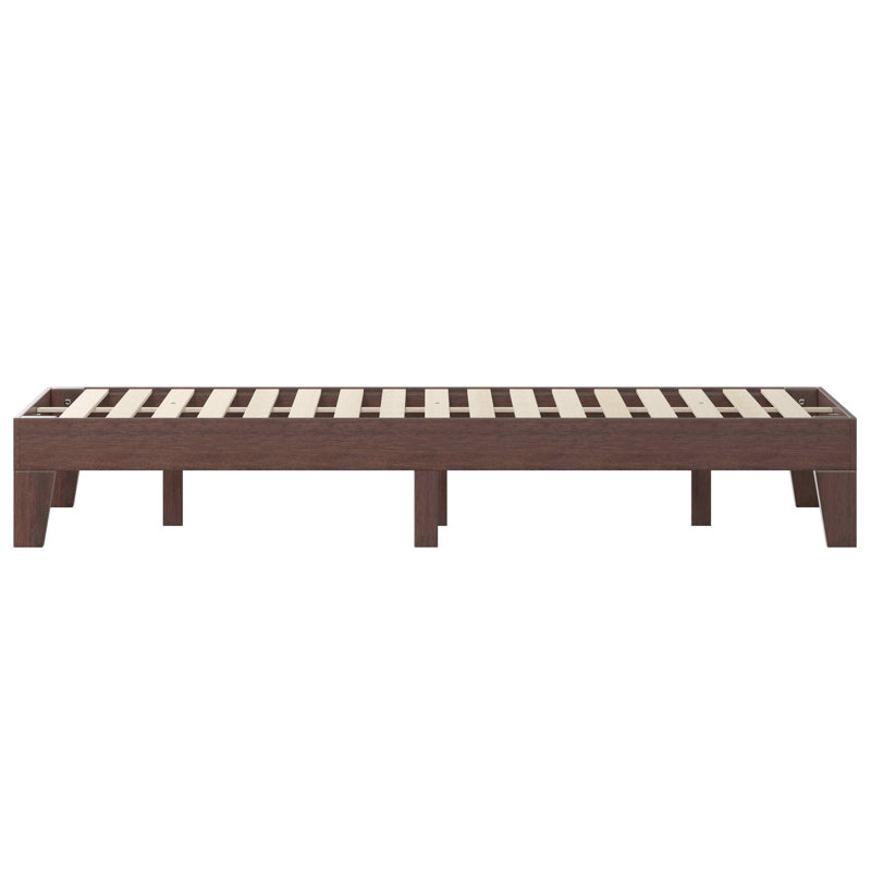 Walnut Queen Wood Frame Platform Bed with Slats