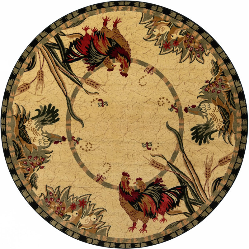 Tapis noir / vert Andersonville, Rond 10 pi, Cream