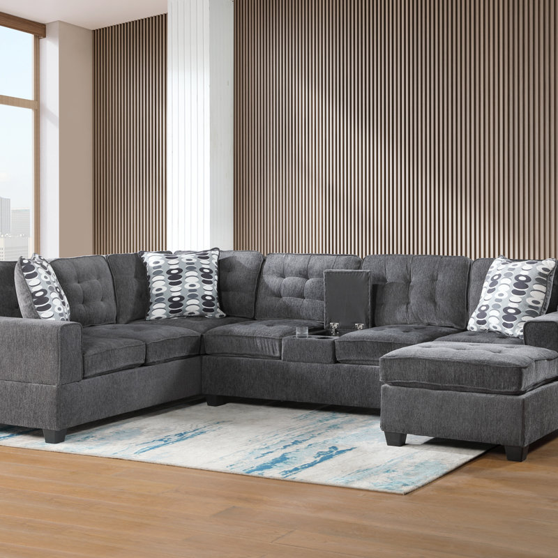 Canapé modulaire en U pour salon modulaire (canapé modulaire), Revêtement gris clair