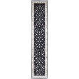 Hand-Knotted High-Quality Black and Ivory Runner