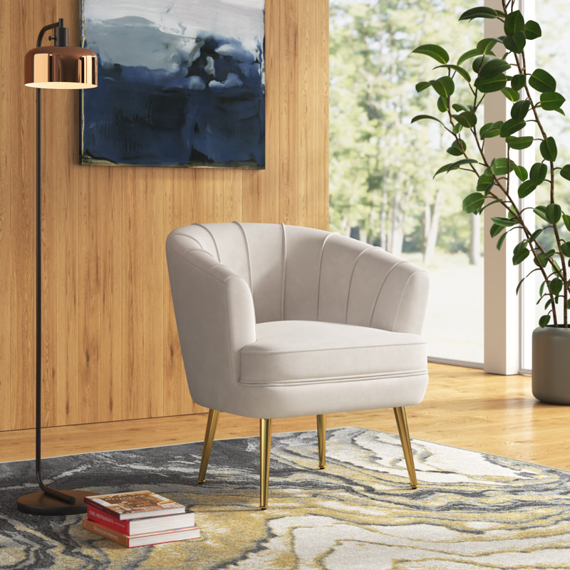 Walsall Upholstered Armchair, Ivory Velvet