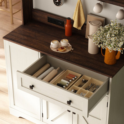 Armoire-bar 39,4 po avec crochets et station de charge avec tablettes supérieures