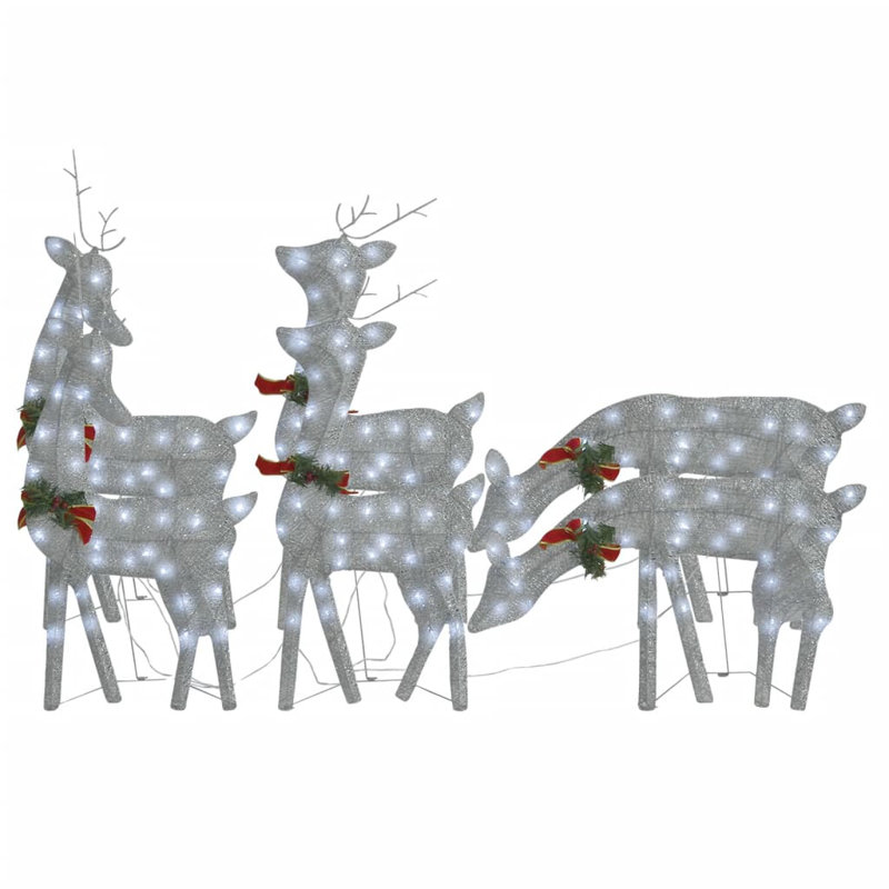 Mesh Christmas Reindeers Lighted Display Set, Silver