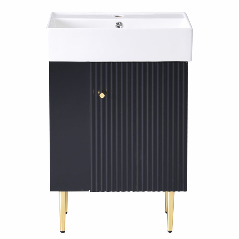 Meuble-lavabo 21,6 po, Doré, Noir et or