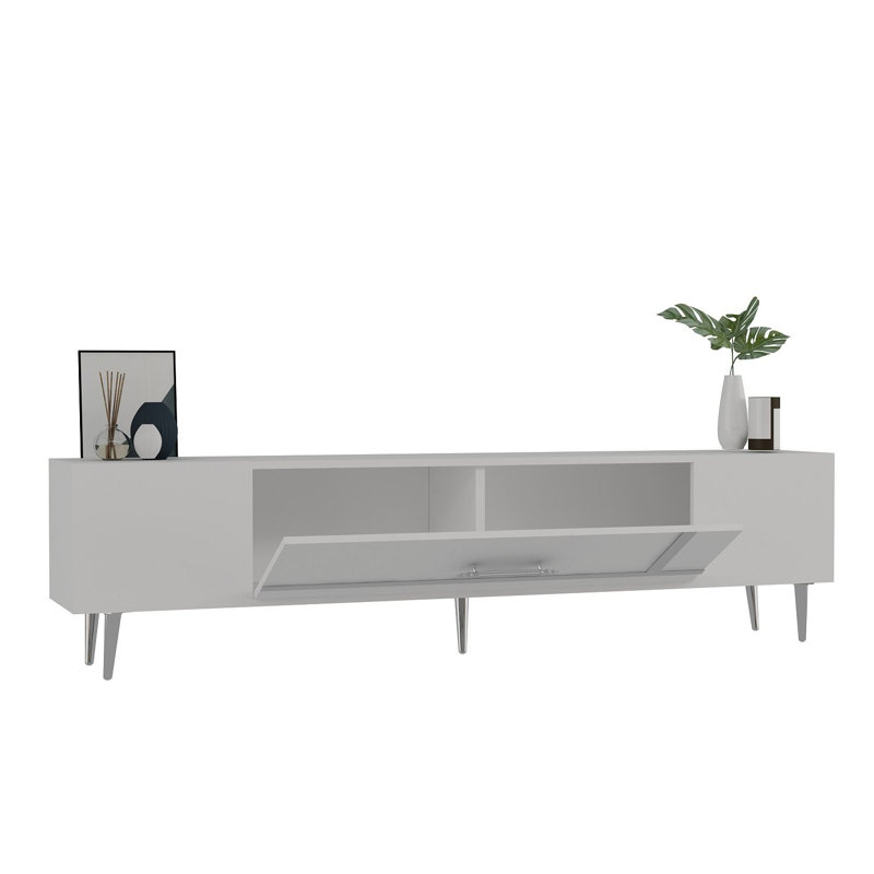 Olivia Unfinished TV Stand, White/Silver, 150cm