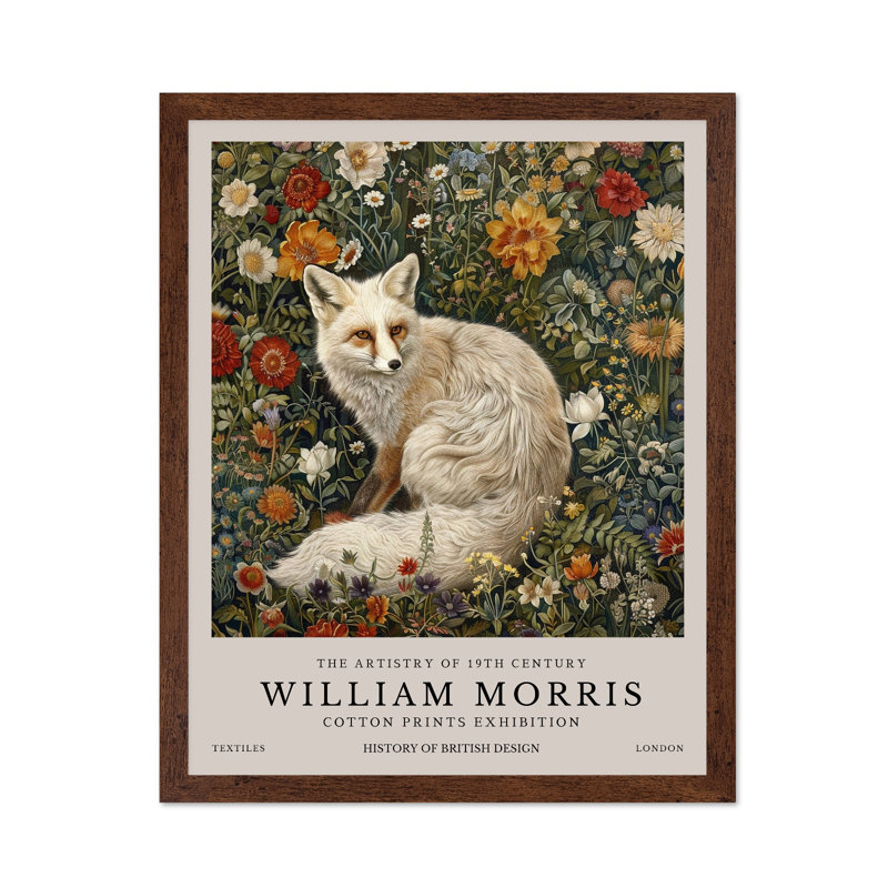 William Morris - Renard blanc, Poster, Brown Framed, 11"H x 14"W
