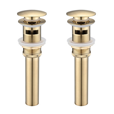2 Pcs Bathroom Sink Drain With Overflow, Vessel Sink Lavatory Vanity Pop Up Drain Stopper, 304 Stainless Steel
