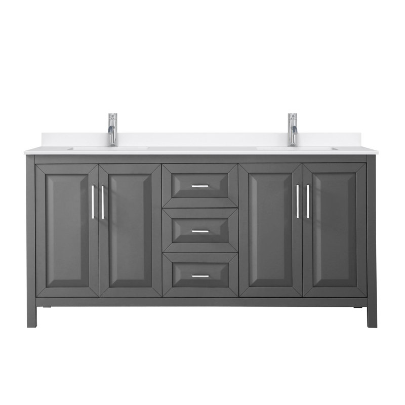 Daria 72'' W Vanity, Polished Chrome, Gray, Giotto Quartz