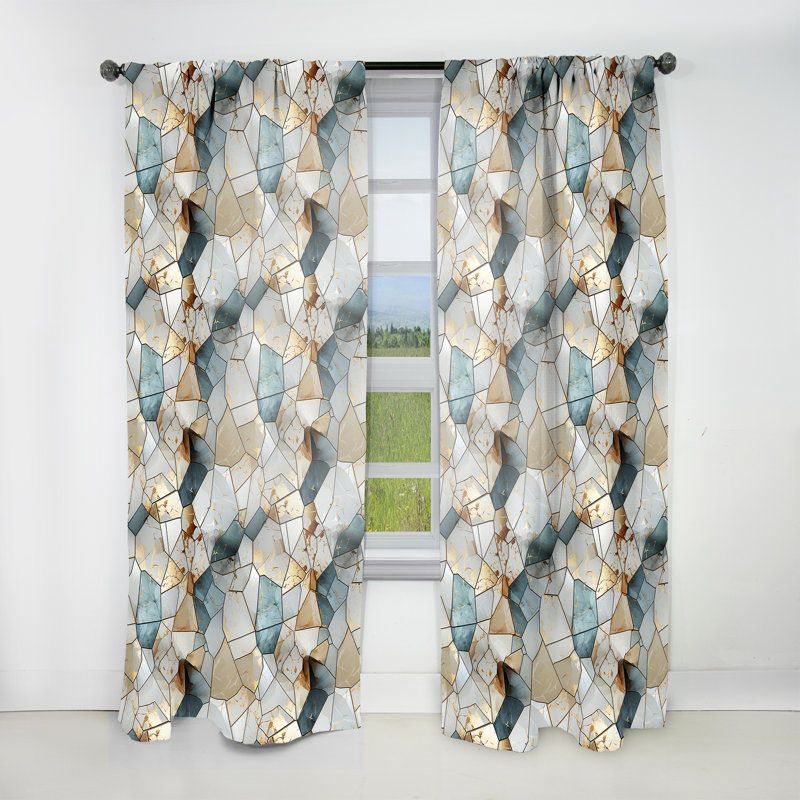Teal And Grey Marble Harmony - Glam Velvet Curtain - Room Darkening - 1 Panel, 52" W x 108" L