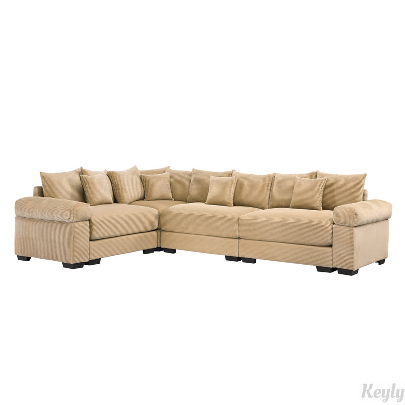 Canapé modulaire en velours côtelé 116,9 po Cloud, Chameau