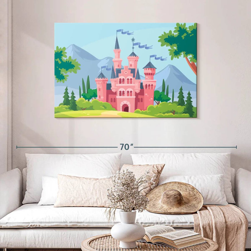 Château de conte de fées rose, H 30 po x l 45 po