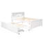 Lit plateforme blanc avec rangement pour tête de lit et lit gigogne - 3 tiroirs-136097054
