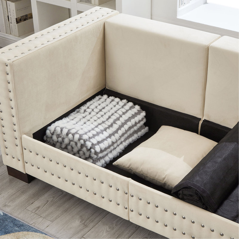 Velours rembourré avec accoudoirs carrés décoratifs Modern Design