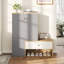 Rangement à chaussures 12 paires avec banc, armoire à chaussures H 43,25 po avec tiroir, étagère à chaussures à 6 niveaux avec tablettes réglables pour placard de vestibule, blanc et gris