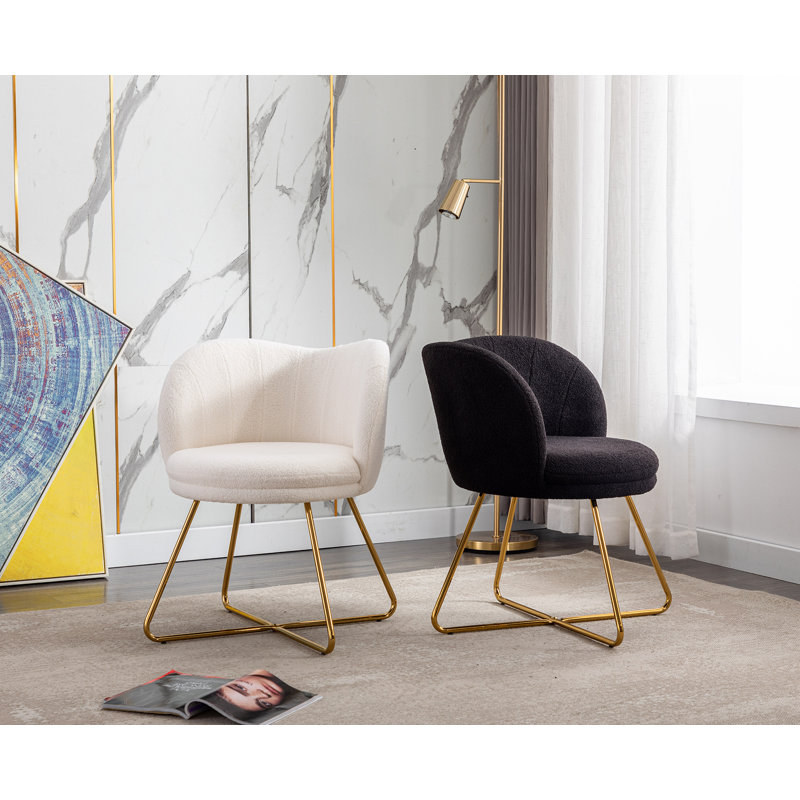 Armchair with faux fur metal legs, White