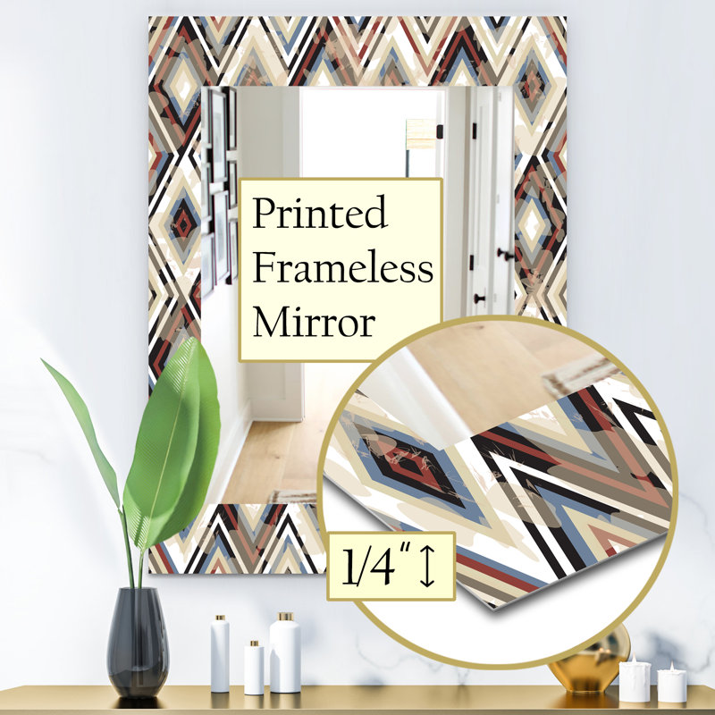 Miroir mural à losanges rétro, H 32 po x l 24 po