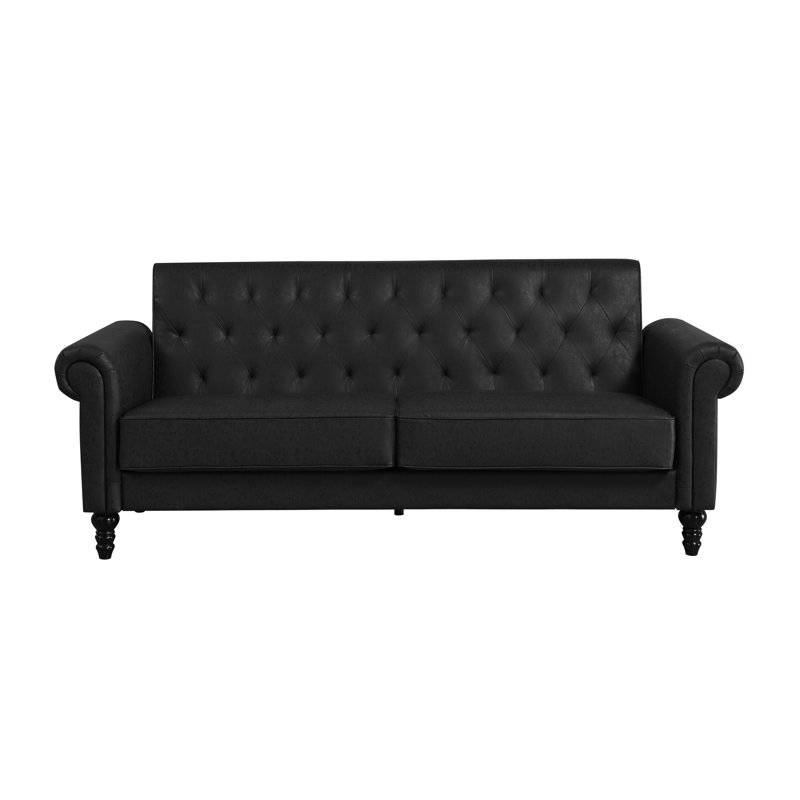 Lemoyne 3 Seater Faux Leather Sofa, Black