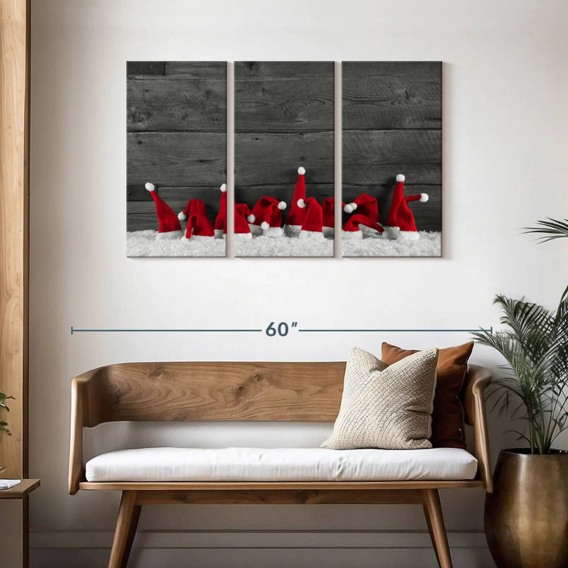 Chapeaux rouges du père Noël, H 28 po x l 45 po