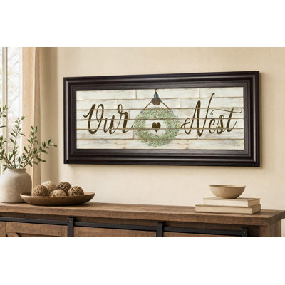 «Our Nest», art mural 18 po x 42 po, cadre brun