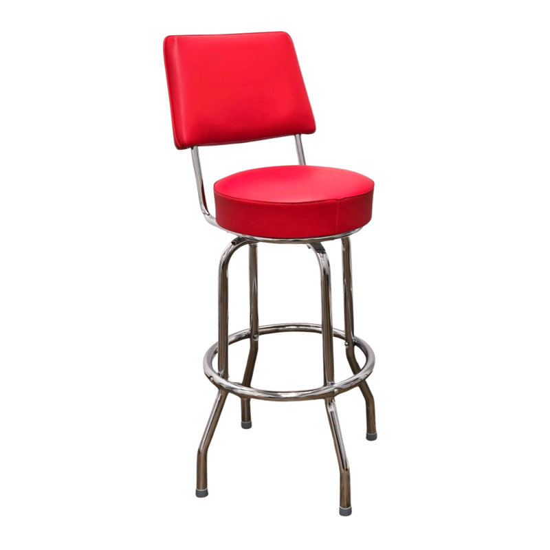 Tabouret de bar et de comptoir pivotant avec dossier Retro Home, Rouge, Tabouret de bar (assise de 30 po de hauteur)