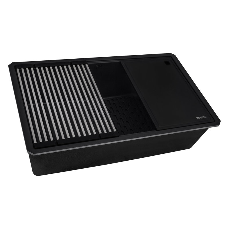 Ruvati 33-inch Undermount Workstation Granite Composite Kitchen Sink, Black