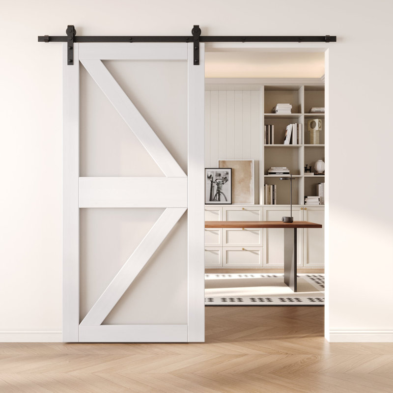 Porte de grange coulissante en bois massif non assemblé 48 po x 84 po, 48" x 84"