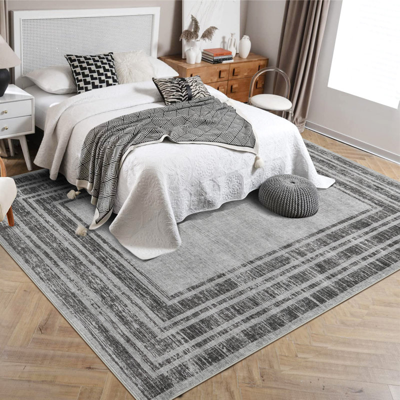Area Rugs Modern Washable Soft Throw Carpet Non Slip Low Pile Accent Rug for Living Room Bedroom, Rectangle 5' x 7'