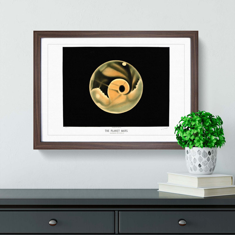Planet Mars by E. L. Trouvelot - Picture Frame Painting Print, Walnut Framed, 27cm H x 36cm W x 2cm D