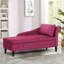 Chaise longue en velours avec accoudoir droit et espace de rangement-2132941834