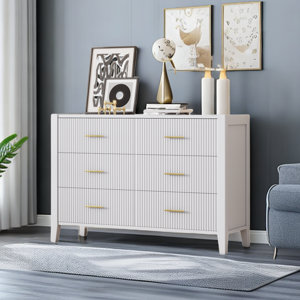 Elegant 6-drawer Dresser With Metal Handle