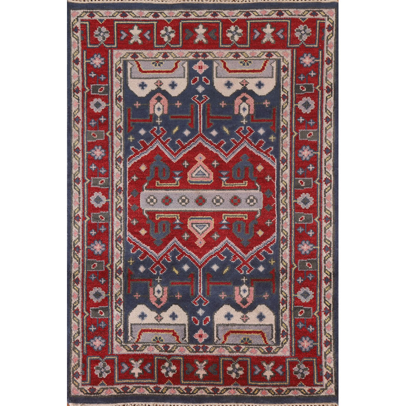 Navy Blue & Red Traditional  Oriental Rug 4x6