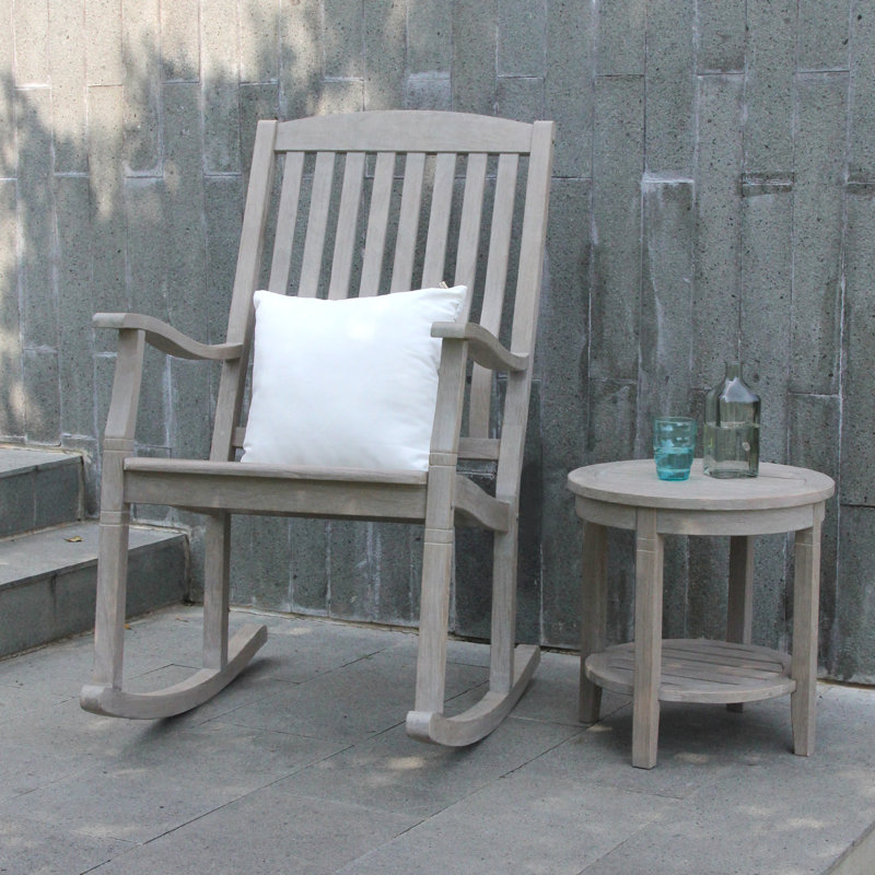 Sawyer 2-Person Teak Outdoor Seating Group, Weathered Gray