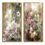 «Grunge Pink Green Summer Flowers», ensemble de 2 peintures sur toiles-435500699-435500702