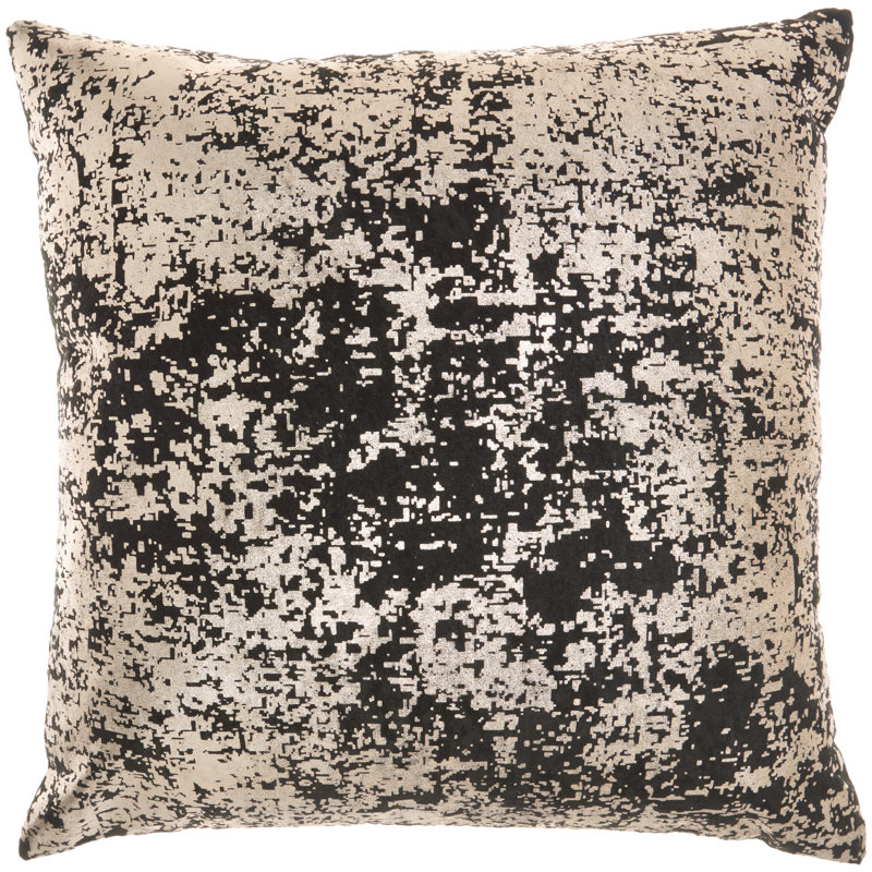 Square Pillow Cover & Insert, Black/Rose Gold