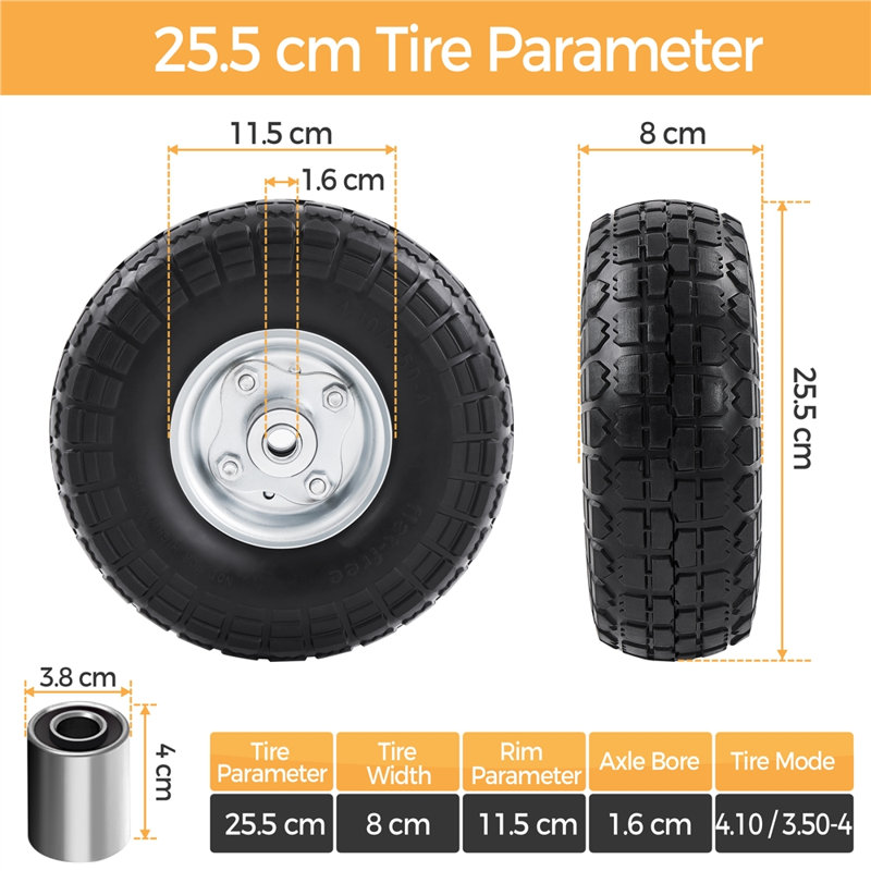 8cm H x 25.5cm W x 25.5cm D 100kg Garden Sack Truck Wheel