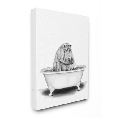 «Hippo in a Tub Funny Animal Bathroom» par Rachel Neiman - reproduction de dessin