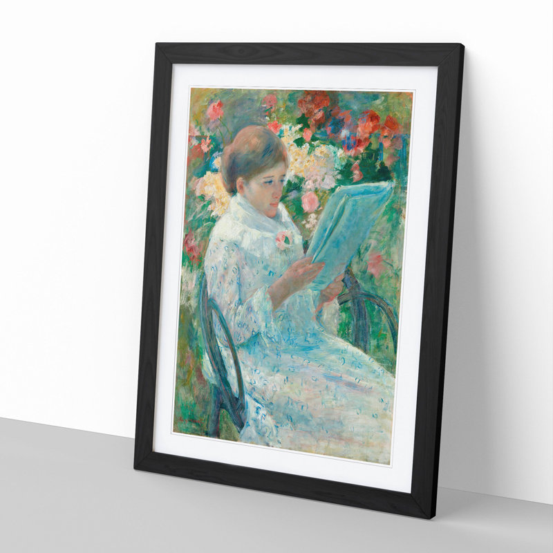 On a Balcony by Mary Cassatt - Picture Frame Painting, 65cm H x 48cm W x 2cm D, Black Framed